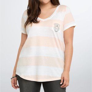 Torrid Rebel Wilson 3X V-Neck Pink Stripe Tee